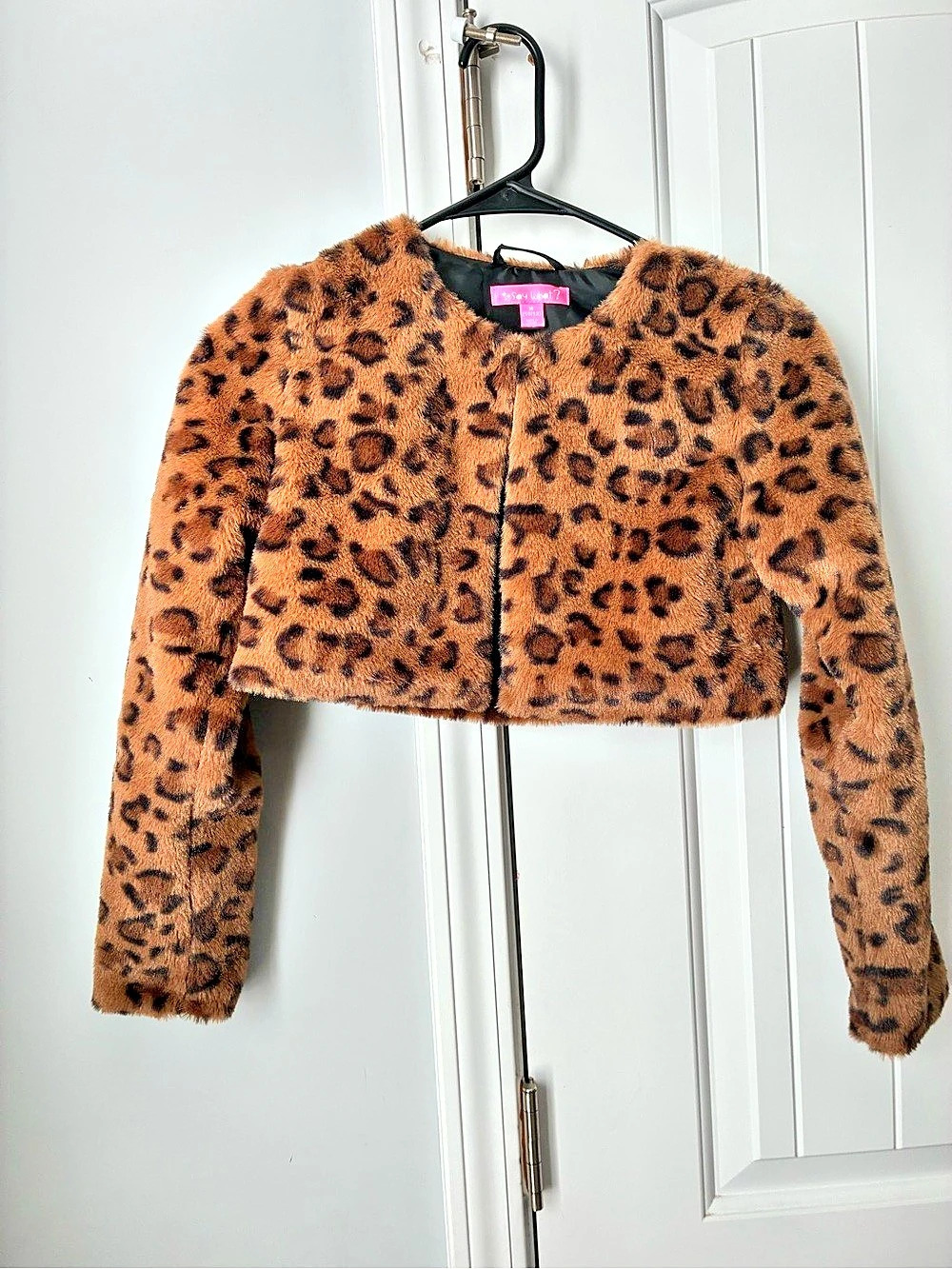 Say What? Girls Leopard Print Cropped Jacket Brown & Black 10/12